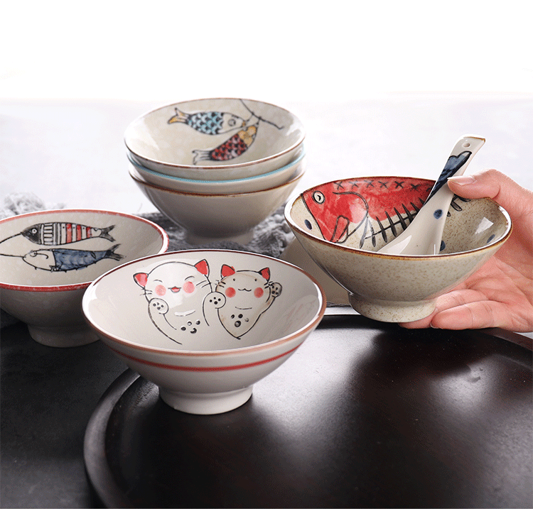 Antarctic treasure tableware under the glaze color hand - made 5 inches tall foot hat to Japanese household rice bowls little soup bowl dessert bowl