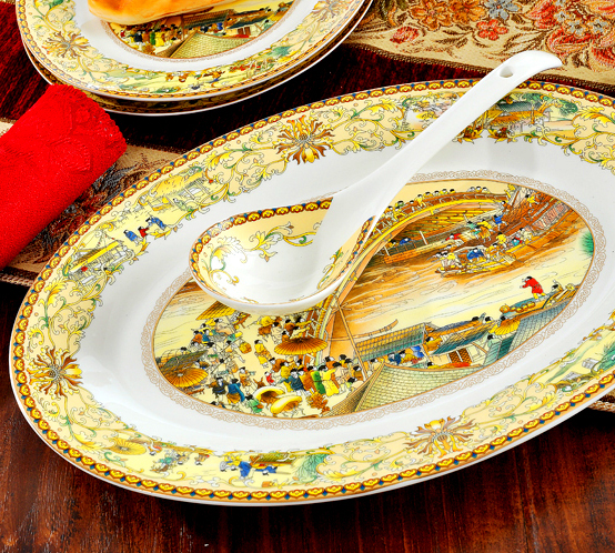 Dishes suit household combination of European jingdezhen ipads porcelain tableware Dishes chopsticks Chinese ceramic bowl Dishes for dinner