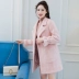 Áo khoác nhung vàng giả dày nữ dài 2019 mới mùa đông thời trang hoang dã len len cộng với cotton - Accentuated eo áo Accentuated eo áo