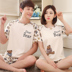 Mùa hè ngắn tay đôi đồ ngủ bé trai và phụ nữ cotton phim hoạt hình vest dễ thương phục vụ nhà cộng với phân bón XL pijama nữ Cặp đôi