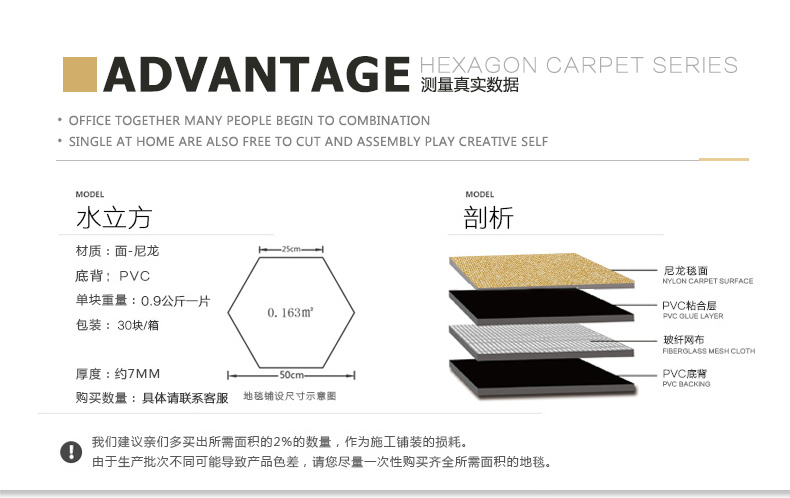 Thảm lục giác khâu đầy đủ cửa hàng văn phòng thảm vuông công ty thương mại chống cháy nylon màu rắn thảm màu thảm trải sàn khổ lớn