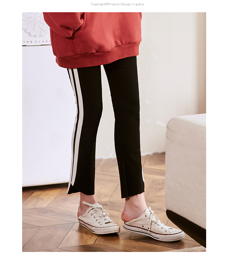Gukoo / legging vỏ trái cây mùa thu nữ mặc quần ngủ ấm áp bên ngoài mặc quần nhà nữ mùa xuân và mùa thu quần đen quần jean nữ