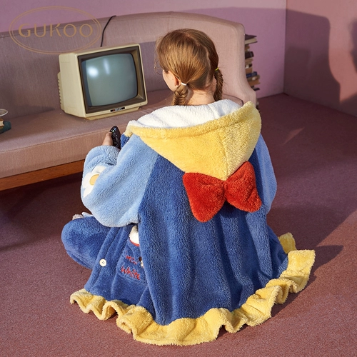 Зимняя коралловая бархатная удерживающая тепло пижама для принцессы, толстовка с капюшоном, увеличенная толщина