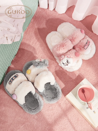 Женские зимние меховые тапочки в двух словах, симпатичная верхняя одежда с котом Мэри, топающая какашки, плюшевые домашние нескользящие хлопковые тапочки