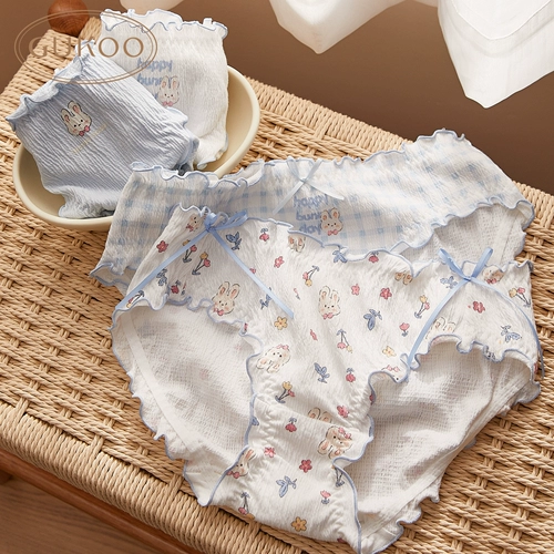 Хлопковое нижнее белье, милые штаны, эластичный кролик, шорты, с акцентом на бедрах, 3 шт.