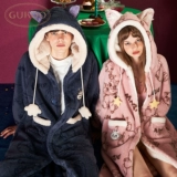 Gukoo/果壳 Зимняя пижама для влюбленных, бархатный милый утепленный коралловый банный халат