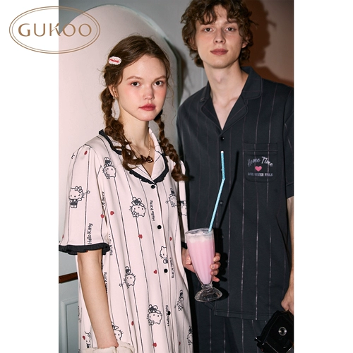 Hello Kitty, летняя пижама для влюбленных, хлопковый комплект