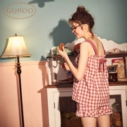 Gukoo trấu chính hãng Hello Kitty đồ ngủ phù hợp với nữ mùa hè sling dịch vụ nhà dễ thương bông nữ