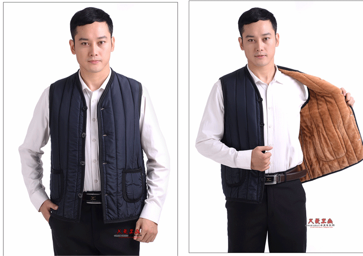 Áo vest nam trung niên mùa thu và mùa đông mới bố cộng với nhung dày cỡ lớn cotton nam vest vest trung niên áo ba lỗ nam tập gym