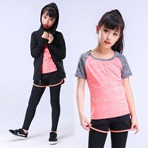 Yoga clothing girls dance sports fitness summer short sleeve shape quick-drying clothes less children practice badminton suit