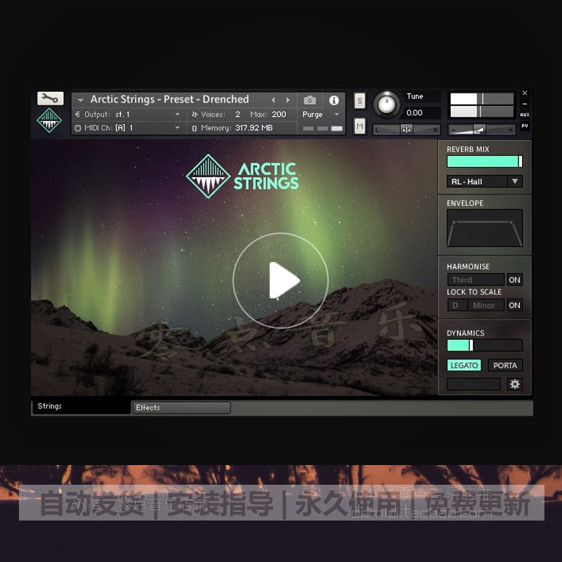 Polar Light Ice Seal String Acoustic Strings sound source Atmosphere PAD Paved Soundcolor Kontakt