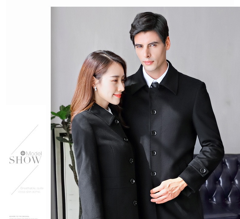 Kinh doanh mặc áo khoác len nam và nữ mặc áo khoác len mùa đông dày trong phần dài của nhân viên bán hàng ngân hàng - Accentuated eo áo áo dạ đẹp 2020