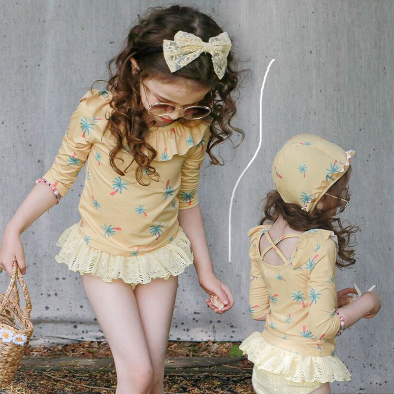 2022 New South Korean swimsuit for cute girl swimsuit in summer thin children's children's princess sun - protection suit