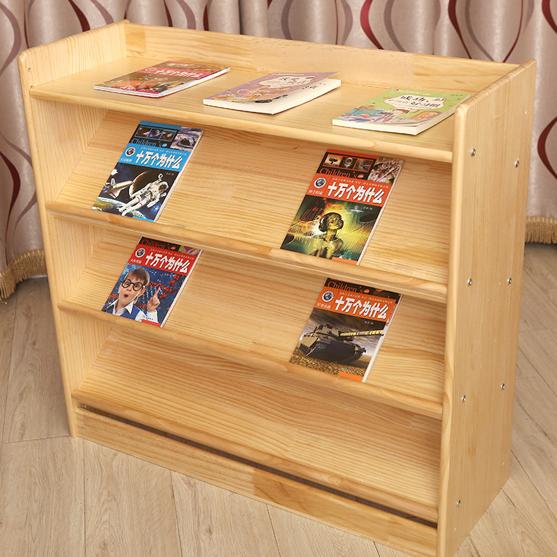Solid wood children's baby bookshelf student bookcase kindergarten book newspaper rack information magazine picture book display rack