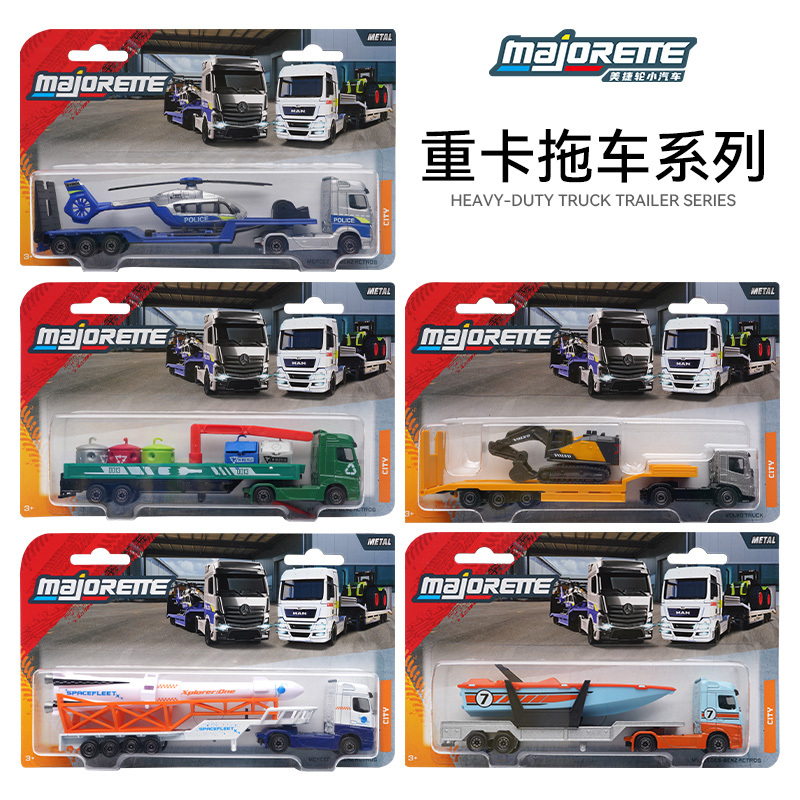 Majorette Mercedes-Benz Volvo Heavy Truck Semi-Trailer Excavator Rocket Simulation Car Model Majorette Mercedes-Benz Volvo Heavy Truck Semi-Trailer Excavator Rocket Simulation Car Model