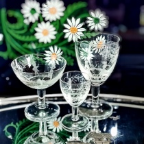 Serras Venetian Murano classic aristocratic figure carved crystal cup three-piece set priced at 680 each