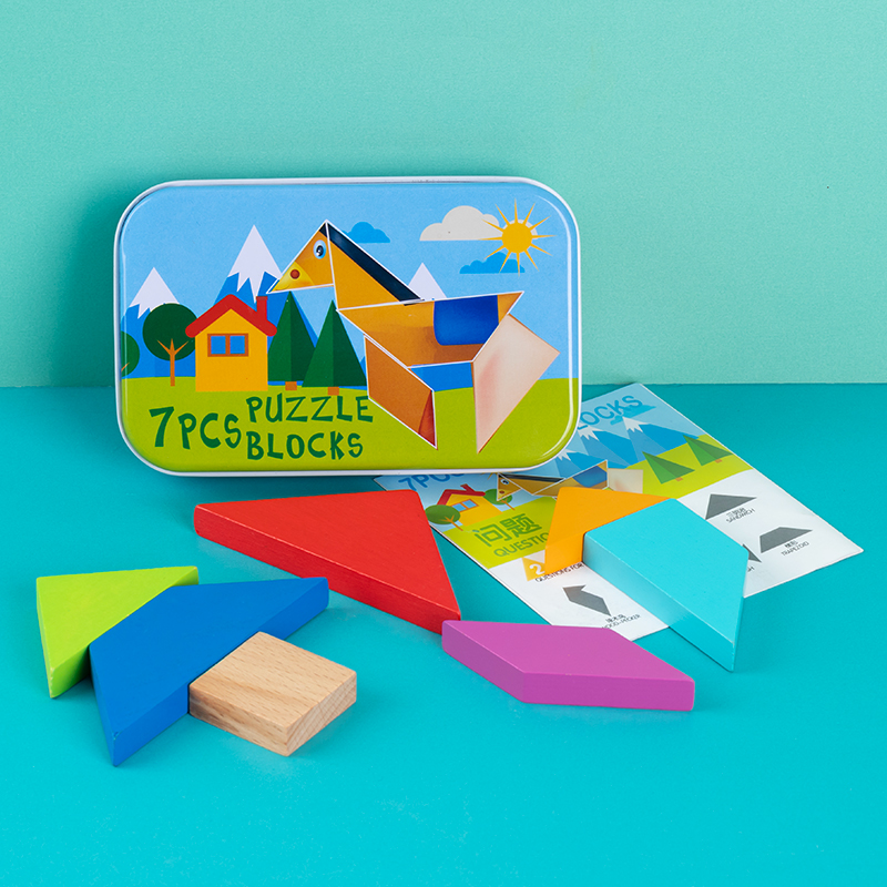 Tangram puzzle puzzle for young children early childhood education boys and girls building block board assembly wooden toys above