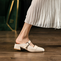 2021 summer new cool drag fashion wild wear slippers square head Summer ins tide bag head half slippers women