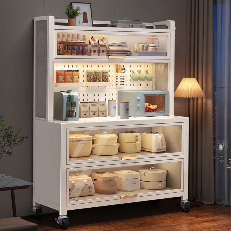 Canon hand kitchen shelve with floor multilayer multifunctional microwave oven storage bowls cabinet Dining Side Cupboard Containing Cabinet-Taobao