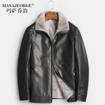 First layer cowhide leather leather leather jacket mens jacket mink inner liner overcome mink coat fur coat fur one thick coat