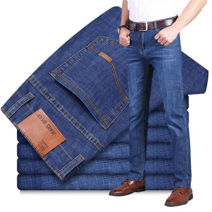 牛仔裤男款秋冬潮牌宽松直筒男裤2025弹力牛仔休闲加绒加厚长裤子