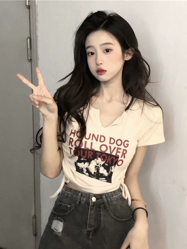 Shanfang Feng Sweet Girl Special Visat v -neck с коротким