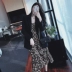 Váy mùa thu 2018 mới của phụ nữ Hàn Quốc phiên bản của lá sen đáy leopard váy khí V-Cổ sling trong váy dài đầm công sở váy đầm