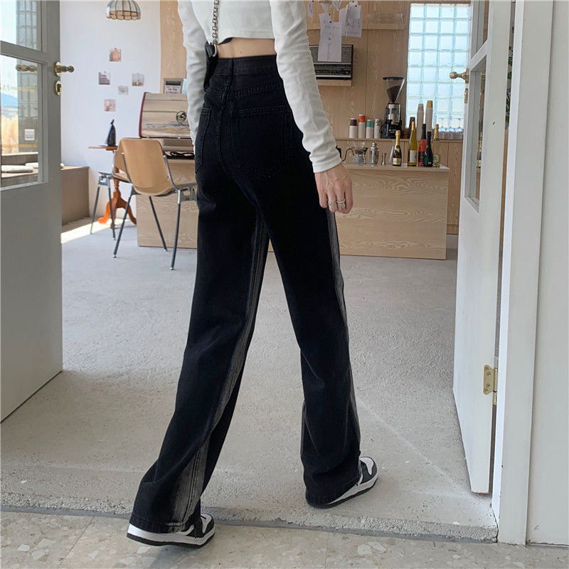Black jeans for children, early autumn, niche design sense, drape, straight-leg loose long pants, high-waisted, slimming, wide-leg pants pic 19