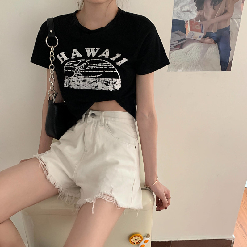 牛仔短裤女2022年夏季新款破洞高腰裤子显瘦宽松阔腿a字超热裤ins详情34