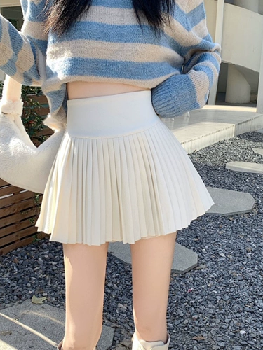 Бежевое защитное белье, демисезонная юбка в складку, приталенная мини-юбка, А-силуэт