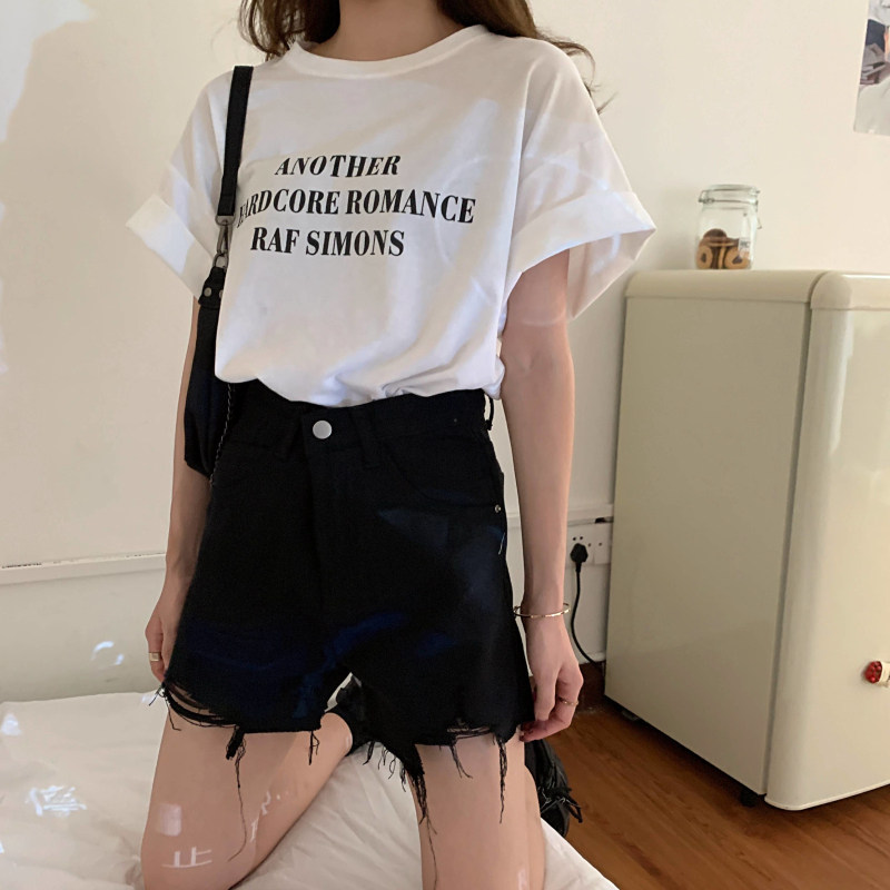 牛仔短裤女2022年夏季新款破洞高腰裤子显瘦宽松阔腿a字超热裤ins详情27
