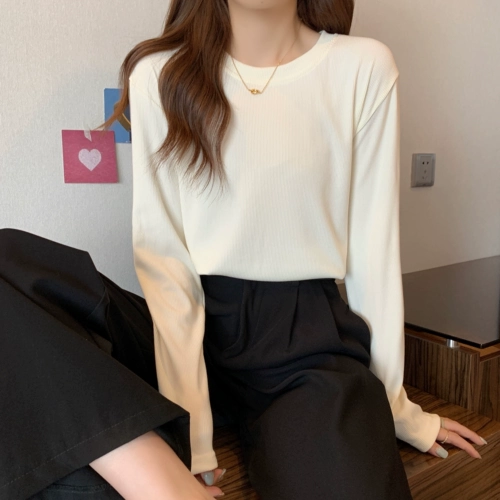 Приятная телу осенняя футболка, модный лонгслив, по фигуре, подходит для подростков, в западном стиле