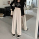 Suit casual pants women's spring 2022 new high waist drape small black loose straight wide leg pants