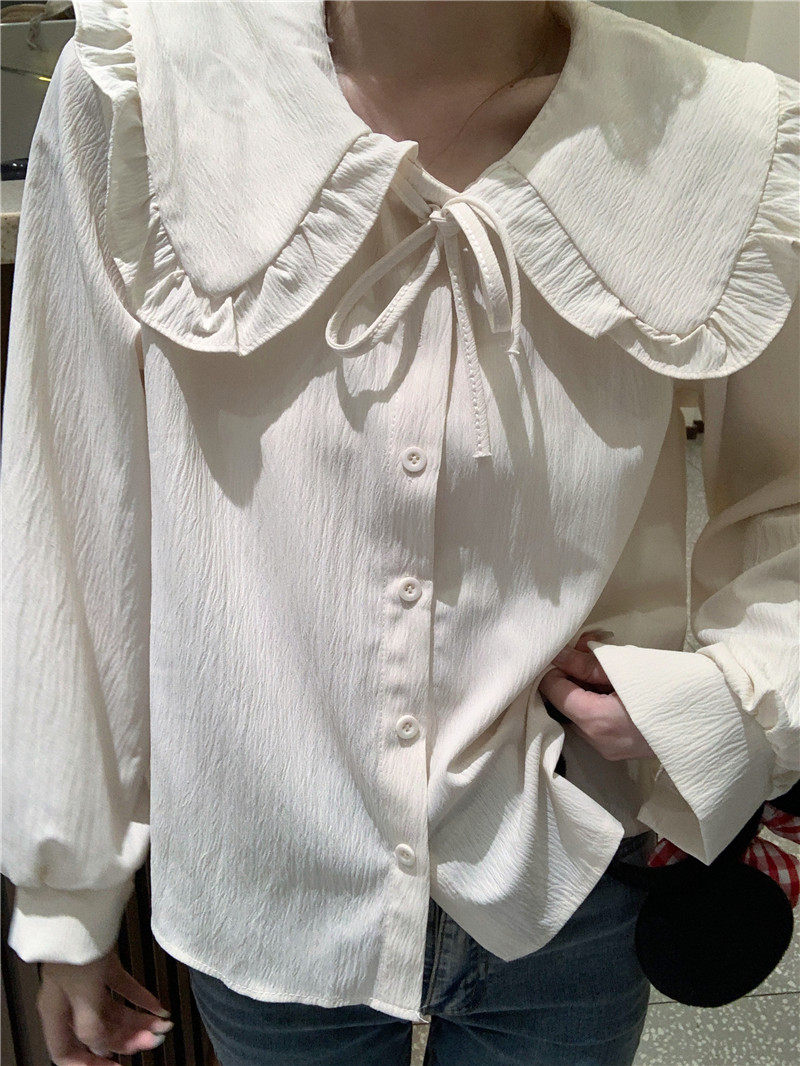 Стильные костюмы 春季穿搭套装2024女装甜美娃娃领长袖衬衫减龄刺绣针织马甲两件套 OTHER