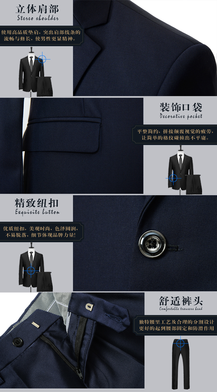 Playboy VIP Suit Suit dành cho người trung niên Kinh doanh chuyên nghiệp Mặc trung niên Bố Loose Suit cỡ lớn quần short nam kaki