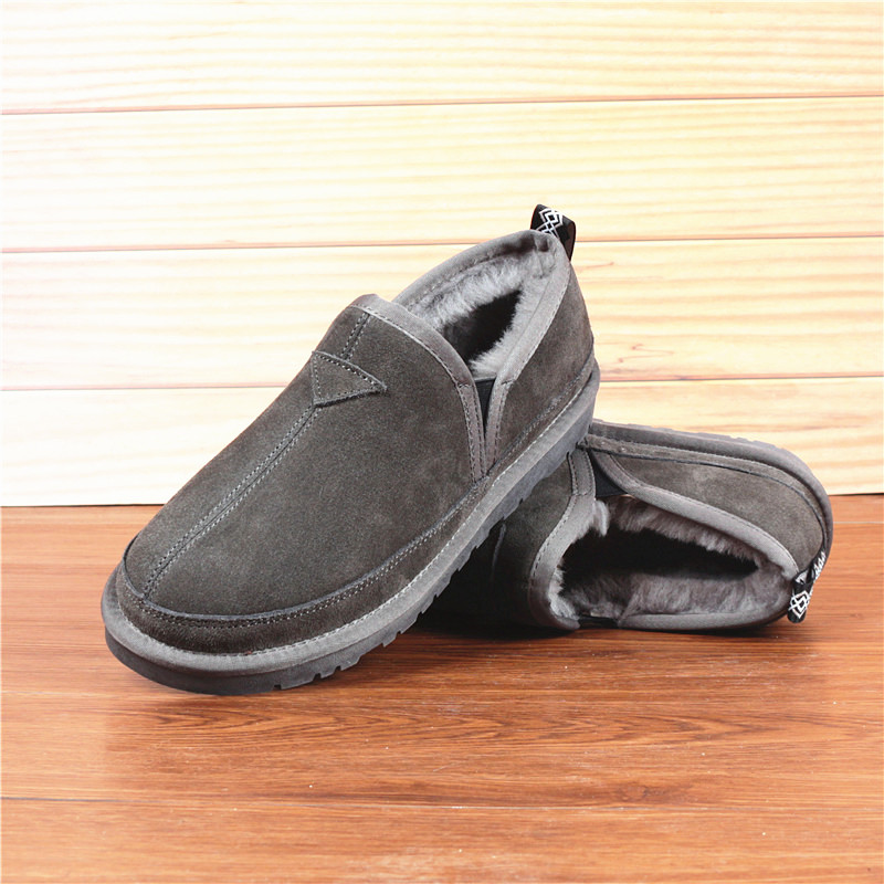 Sheep fur one snowboot men 2022 winter new low - gang shallow mouth to keep warm wool cotton shoes