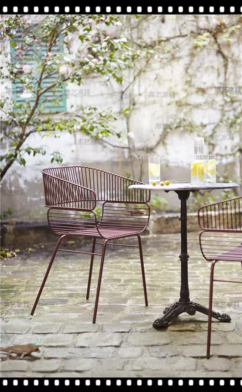 Lưới kim loại ngoài trời ghế lounge chair Bắc Âu phong cách hiện đại thiết kế sáng tạo mạ điện đồ nội thất sắt rèn tựa lưng ghế xoay văn phòng