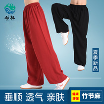 Tai Chi pants bamboo cotton and linen casual bloomers for men and women breathable exercise pants high elastic morning exercise yoga pants