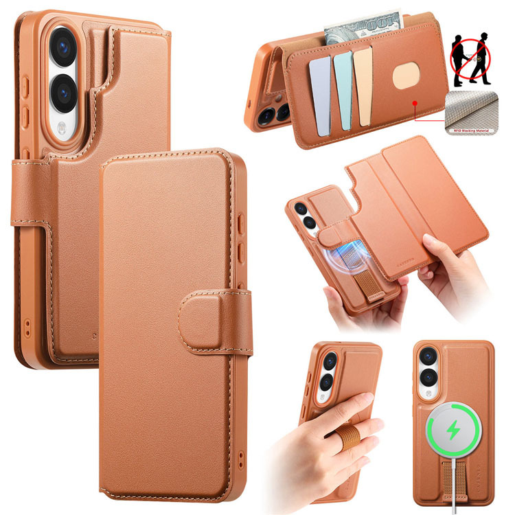 Suitable for Samsung Galaxy S26 Mobile Phone Case, New S25Edge Magnetic Charging Case, S25Ultra Flip Cover Protective Case, S24 Anti-Fall 2-in-1 High-End Magsafe Charging Leather Case