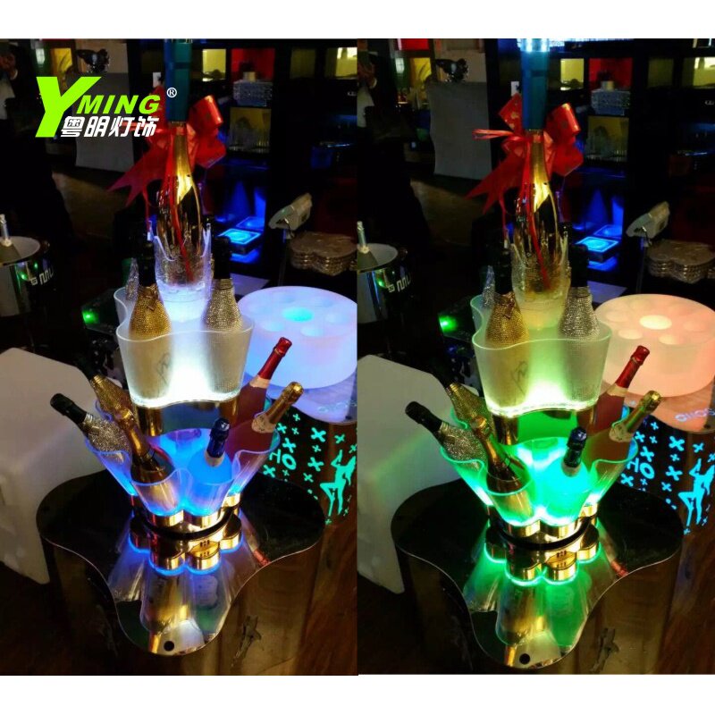 New LED Bar Rechargeable Spray Lighting Ice Bucket Anti-fall Ice Bucket KTV Ice Bucket Champagne Bucket Remote Control Ice Bucket