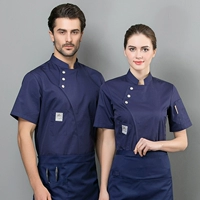 Синий фартук, короткий рукав