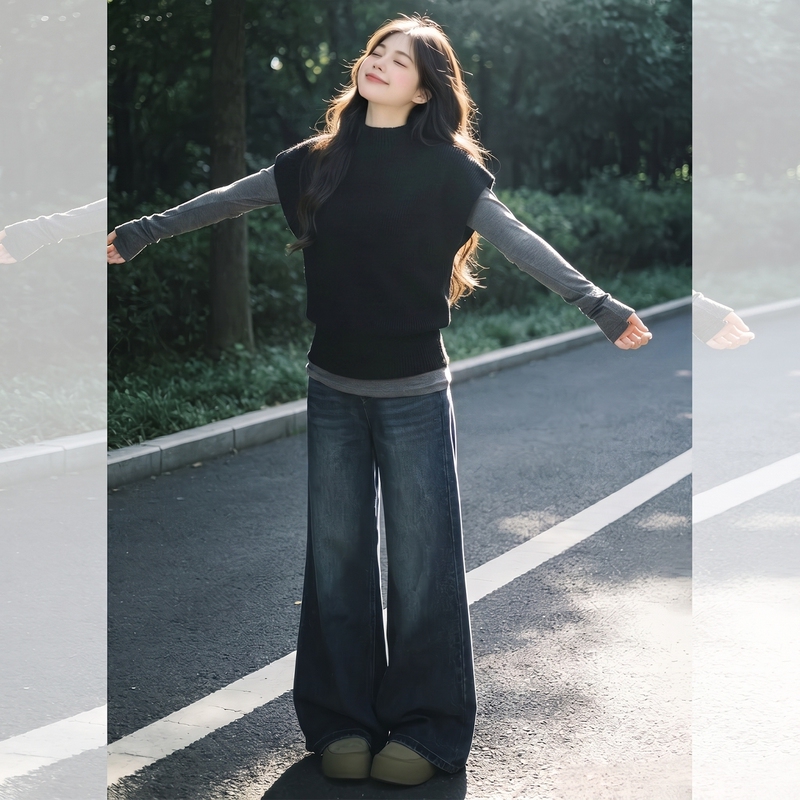 Recommended Item for Personal Collection~ Half-High Collar Layered Chic Short-Sleeve Vest Wool Seamless Integrated Knit Top for Women Autumn/Winter Recommended Item for Personal Collection~ Half-High Collar Layered Chic Short-Sleeve Vest Wool Seamless Integrated Knit Top for Women Autumn/Winter