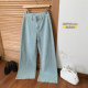 Lin Xi Xi's Special Blend of Milk Blue Baby Jeans, Casual, Loose, Slimming, Comfortable Straight-Leg Jeans for Women