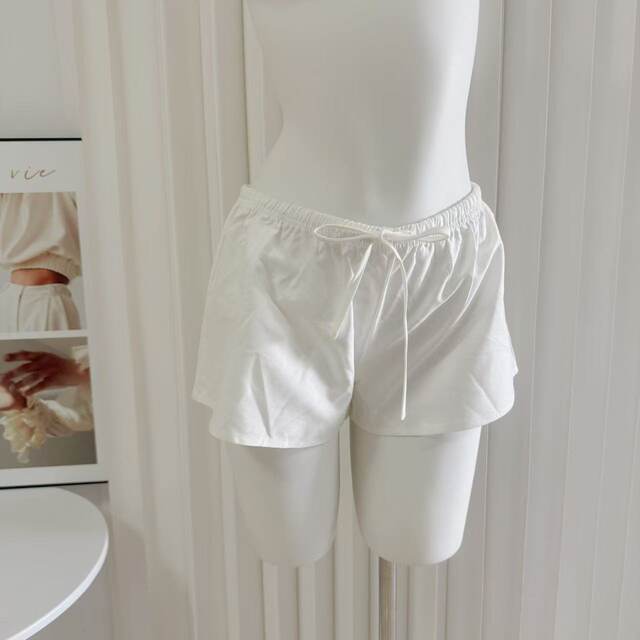Summer Is the Season to Hug Your Thighs, and This Is the One I Want to Give You! Export Order Ref, Lazy Elastic Waist Tie Cotton-Linen Casual Shorts