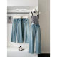 Lin Xi Xi Unique Vintage Washed Blue Slim Straight-Leg Jeans for Women, Spring and Summer Loose Wide-Leg Pants