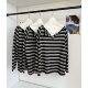 Lin Xiasha Paper-Thin Striped Lazy Style Striped Long-Sleeve T-Shirt