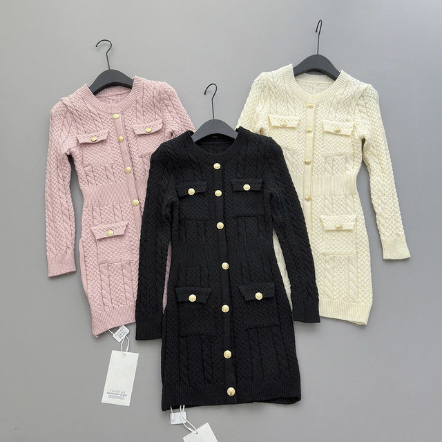 Lin Xiaxia's 2025 Autumn and Winter New Design Fashionable and Elegant Slimming Multi-Pocket Dress