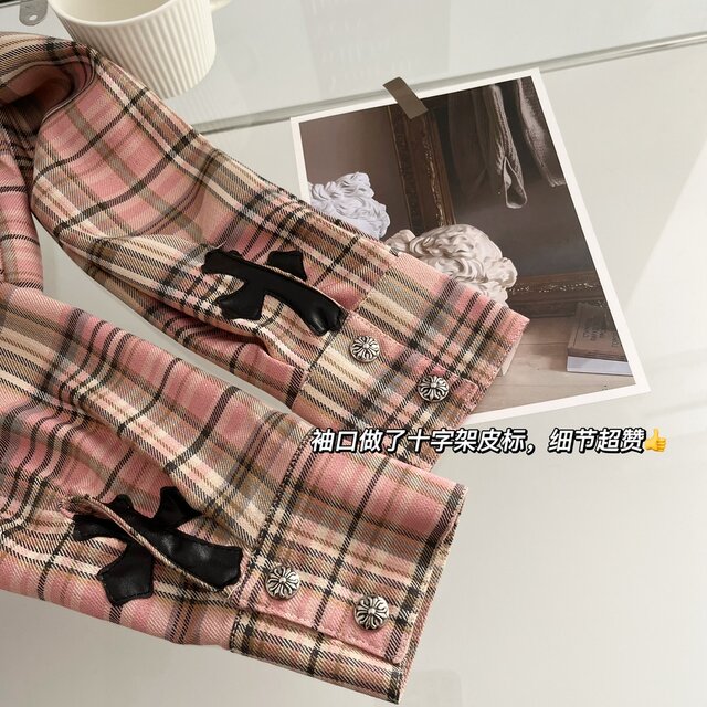 Lin Xi Xi Classic Pink Girly Plaid Long-Sleeve Loose Shirt Top Slimming Versatile Jacket for Women
