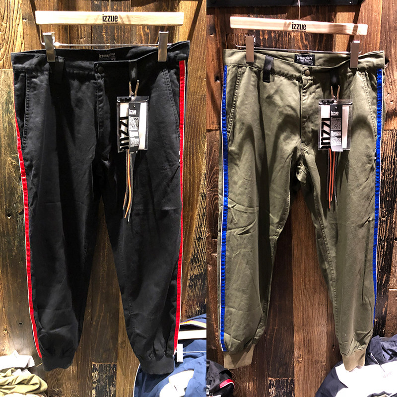 Hong Kong Chaudian IZZUE Autumn winter men's side Collision Color Hanging hanging accessories Hanging Toe Casual Pants 6121