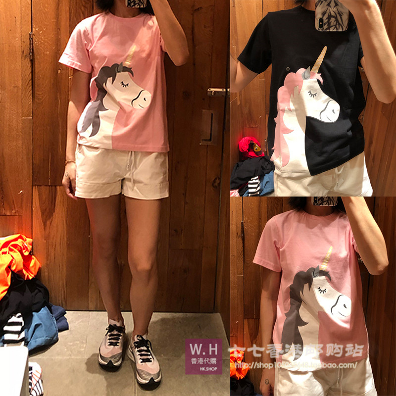 Hong Kong CHOCOOLATE 21 Summer Girl Cute Unicorn Print Casual Top Short Sleeve T-Shirt 2039